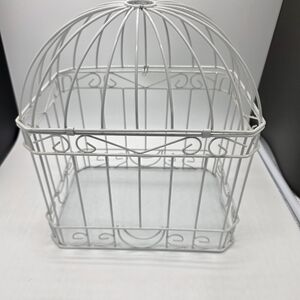 White Decorative Metal Birdcage Accent